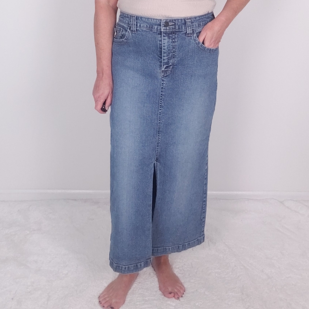 Duplex Denim Maxi Skirt Sz 10